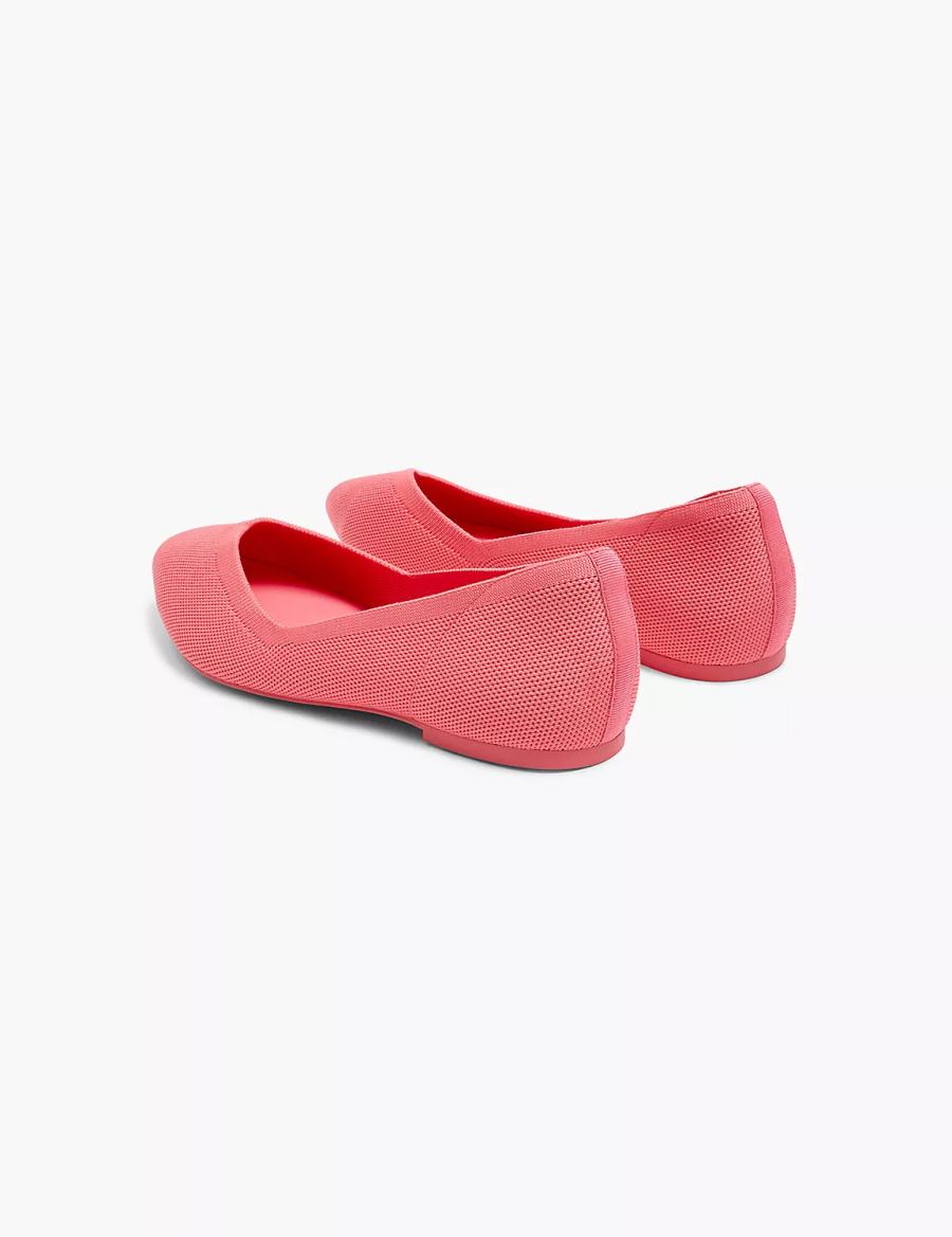 Women Lane Bryant Dream Cloud Pointed Toe Knit Ballet Flats Coral | ZHE6572LU