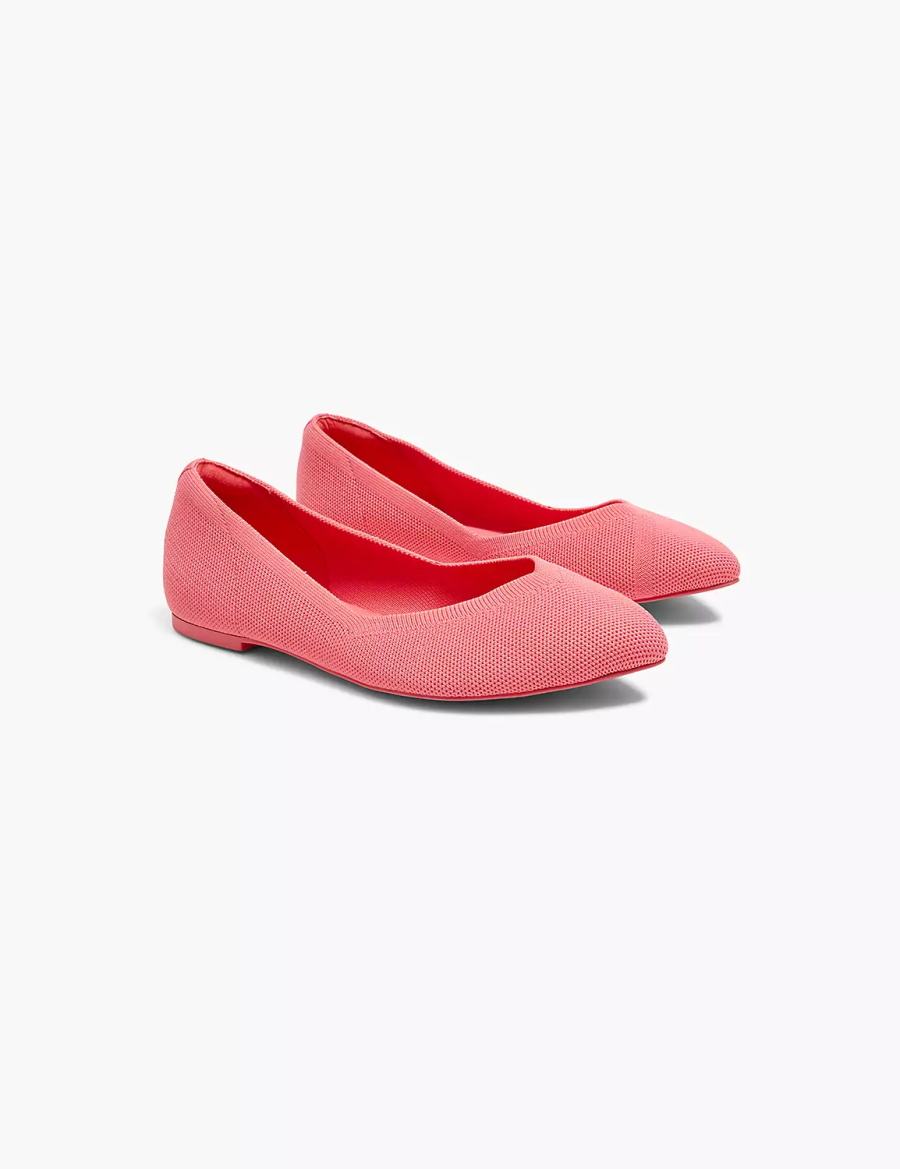 Women Lane Bryant Dream Cloud Pointed Toe Knit Ballet Flats Coral | ZHE6572LU