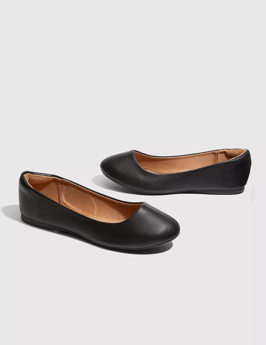 Women Lane Bryant Dream Cloud Round-Toe Ballet Flats Black | ZST7359OU