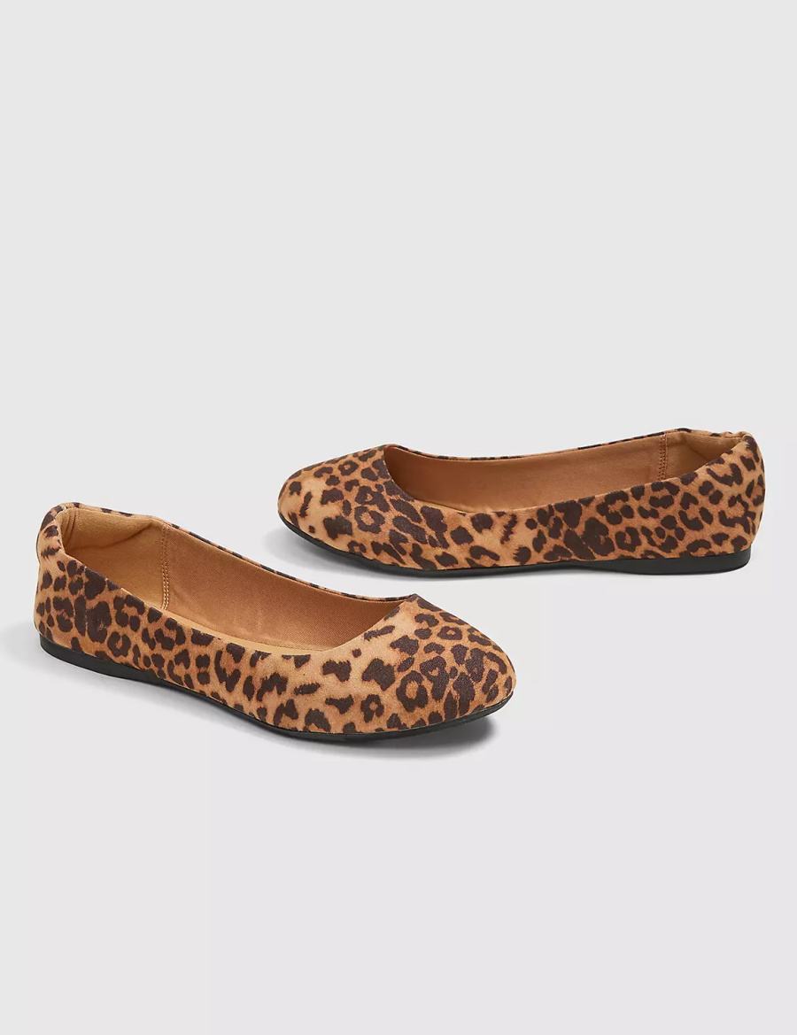 Women Lane Bryant Dream Cloud Round-Toe Flat - Leopard Print Ballet Flats Brown Black | IYM2327OC