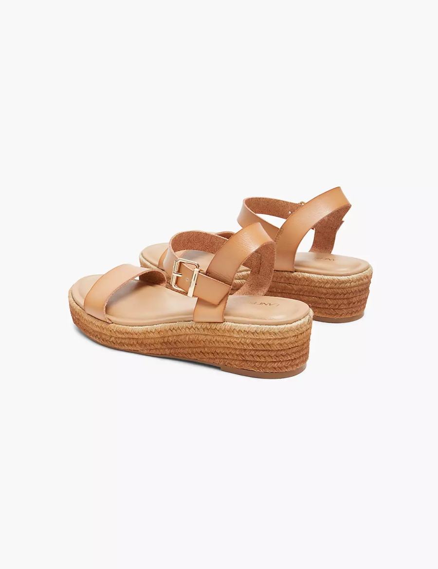 Women Lane Bryant Dream Cloud Single-Strap Ombre Espadrille Wedge Sandals Brown | OUV4087AG