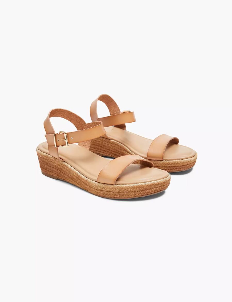 Women Lane Bryant Dream Cloud Single-Strap Ombre Espadrille Wedge Sandals Brown | OUV4087AG