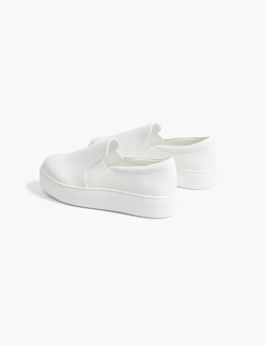 Women Lane Bryant Dream Cloud Slip-On Faux-Leather Platform Sneakers White | APP787HC