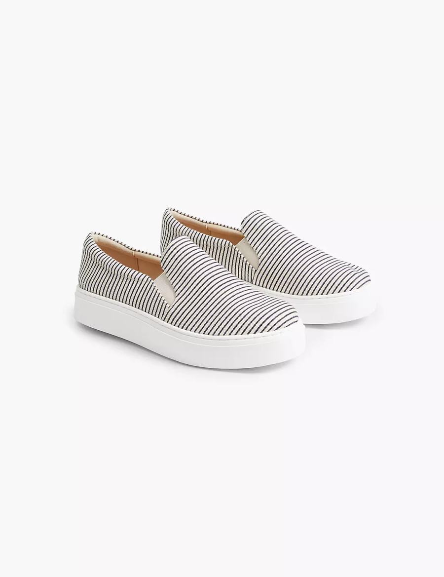 Women Lane Bryant Dream Cloud Striped Slip-On Platform Sneakers Blue | DVM9019AU