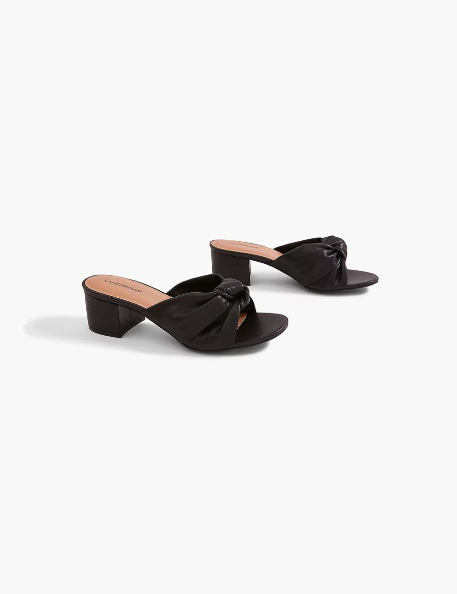 Women Lane Bryant Dream Cloud Twist-Front Block Heel Heels Sandals Black | UFV106HD