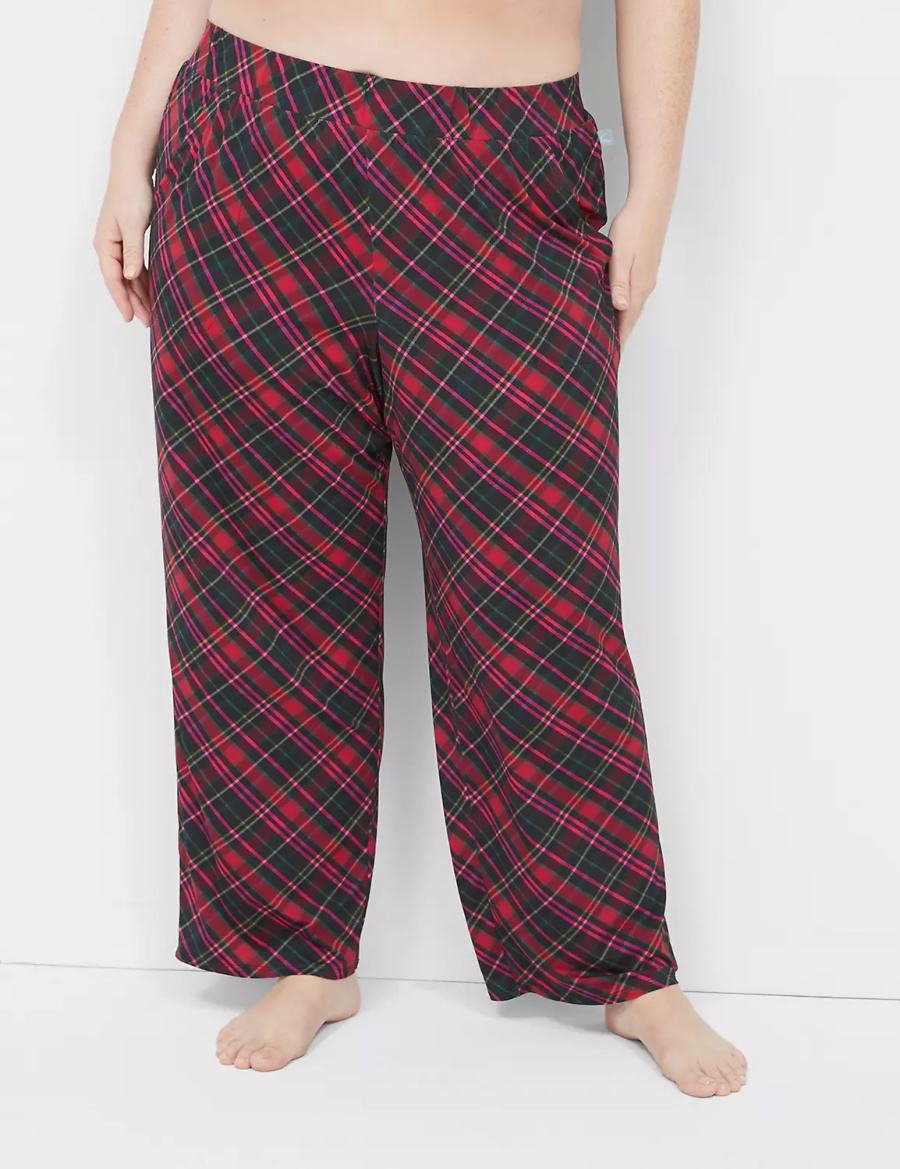 Women Lane Bryant DreamyCool Block Pants Red Black | XNF3473PD