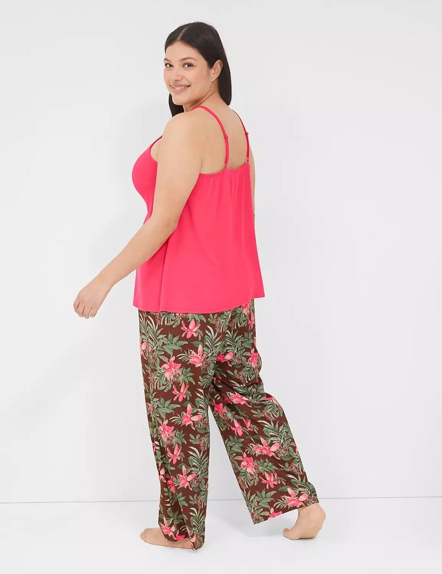 Women Lane Bryant DreamyCool Cami & Block Pant PJ Set Pajamas Pink Multicolor | AWR1380AQ