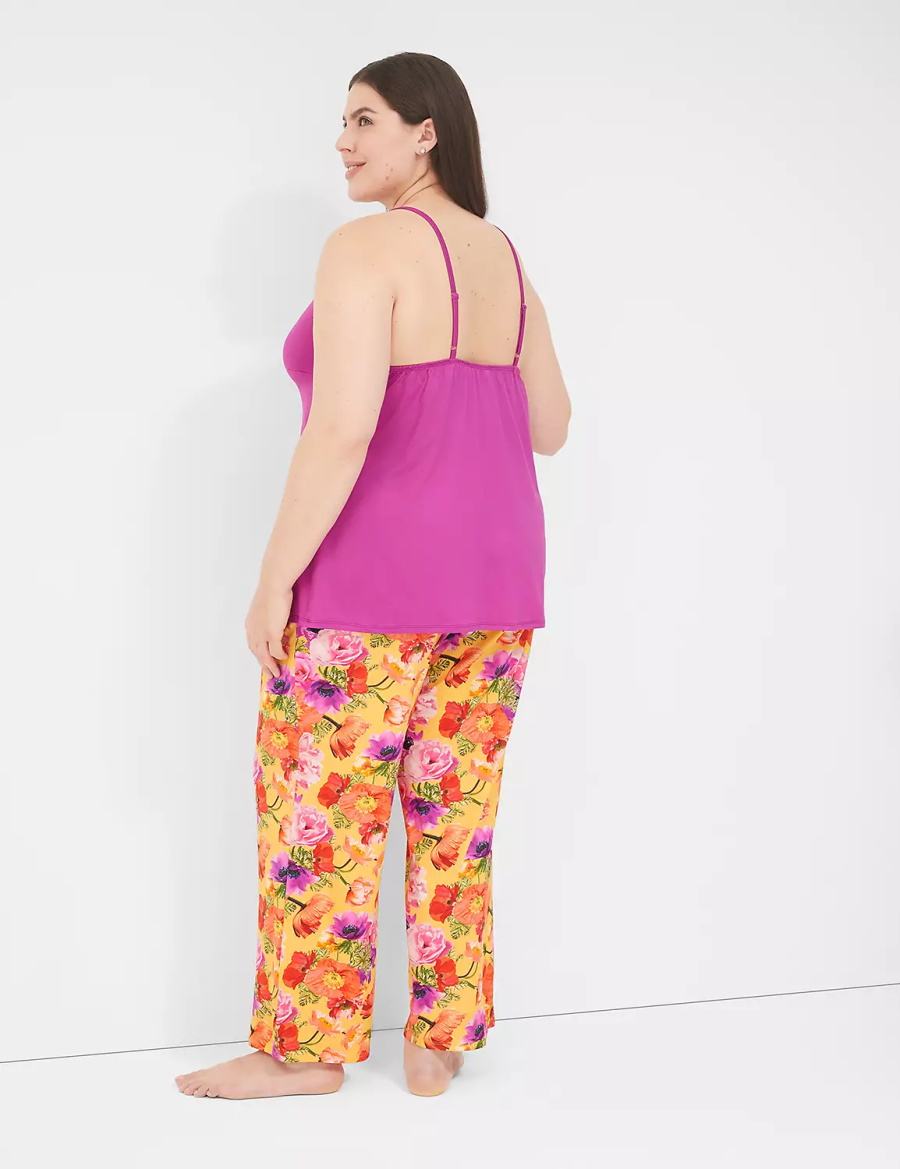 Women Lane Bryant DreamyCool Cami & Block Pant PJ Set Pajamas Purple Multicolor | PLE8510XJ