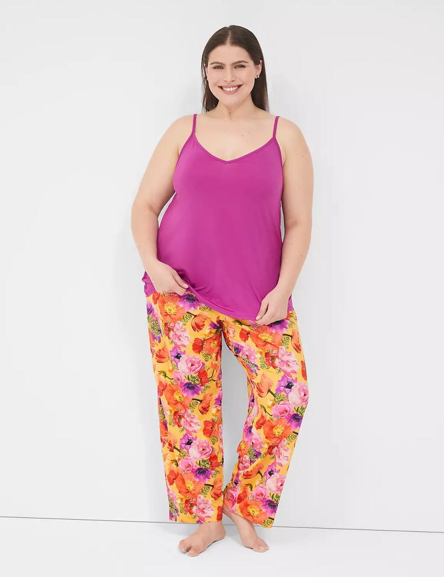 Women Lane Bryant DreamyCool Cami & Block Pant PJ Set Pajamas Purple Multicolor | PLE8510XJ