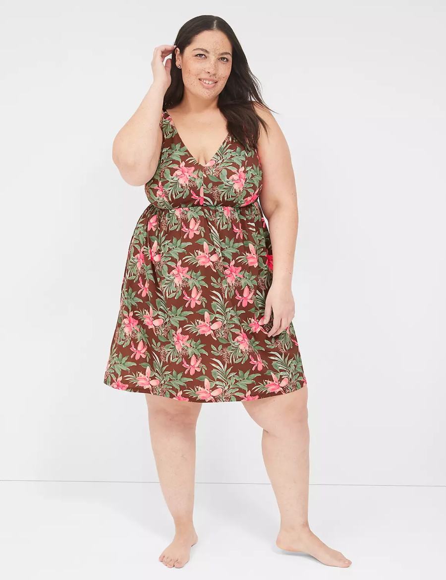 Women Lane Bryant DreamyCool Sleep Chemise Dress Green Multicolor | RFT3071MO