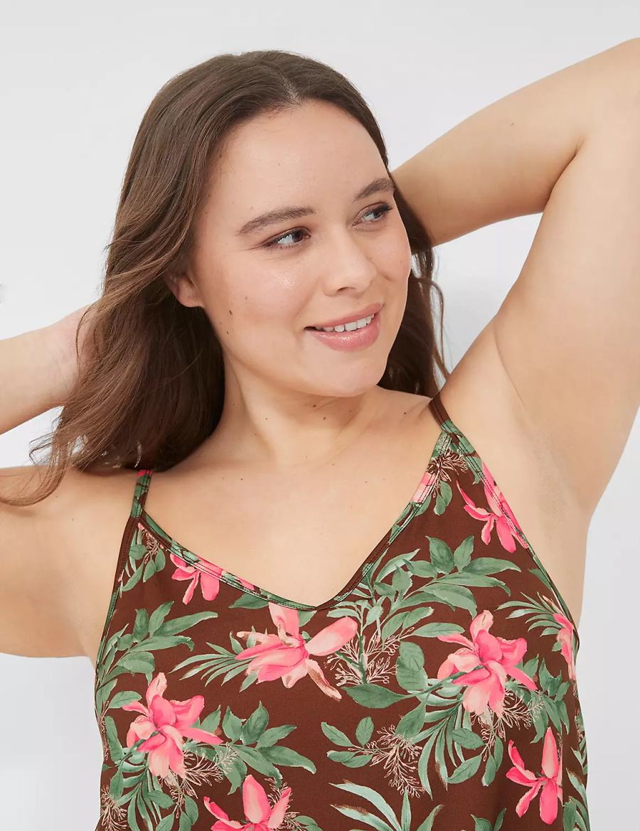 Women Lane Bryant Dreamy Cool Cami & Short PJ Set Pajamas Green Multicolor | FIG3096VG