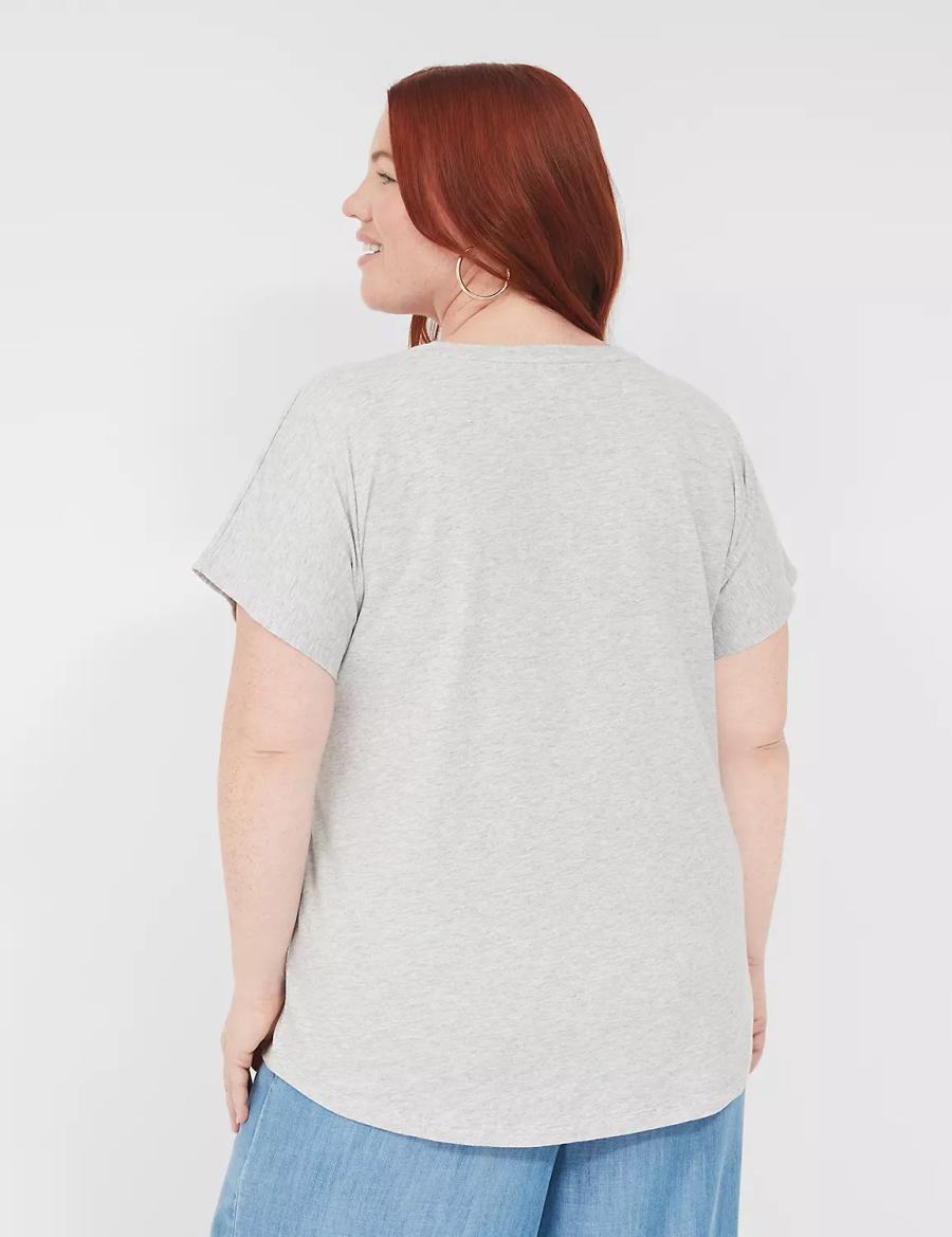 Women Lane Bryant Embroidered Firecracker Graphic Tee T Shirts Grey | COB7036BP