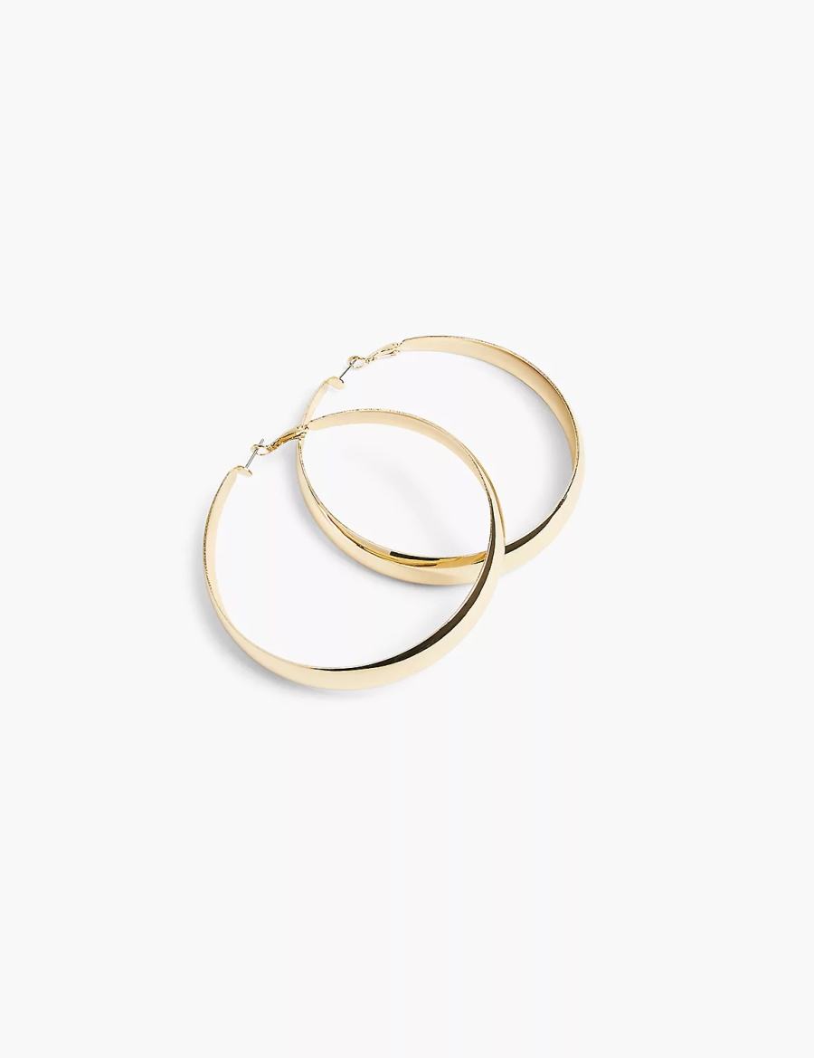 Women Lane Bryant Extra Large Hoop Earrings Gold | IKY7698CH