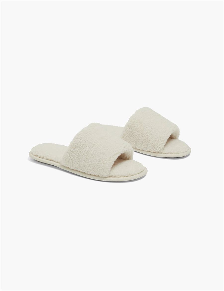 Women Lane Bryant Faux-Fur Slide Slippers Grey | QKL8074RA