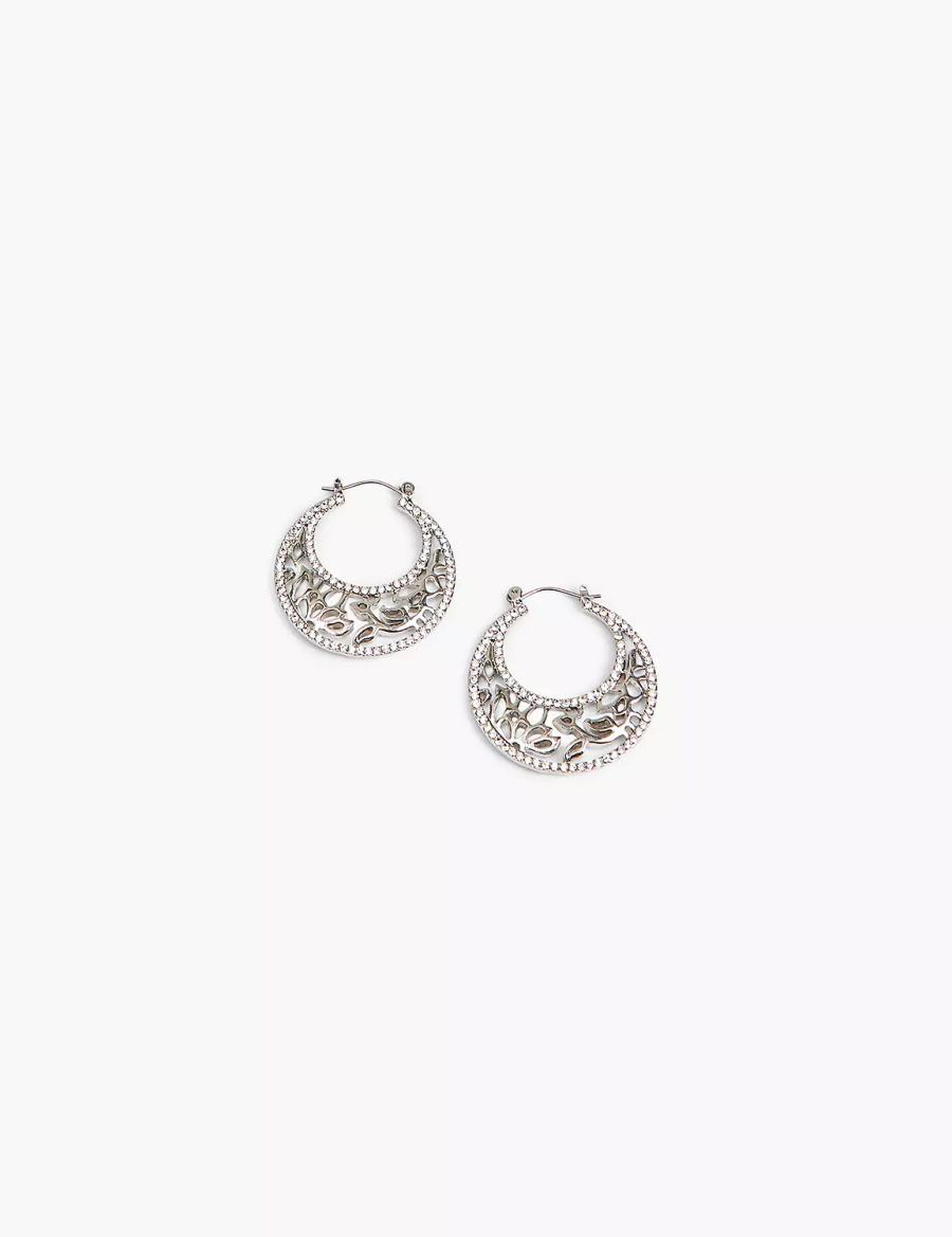 Women Lane Bryant Filigree Hoop Earrings Silver | QFR4896AI