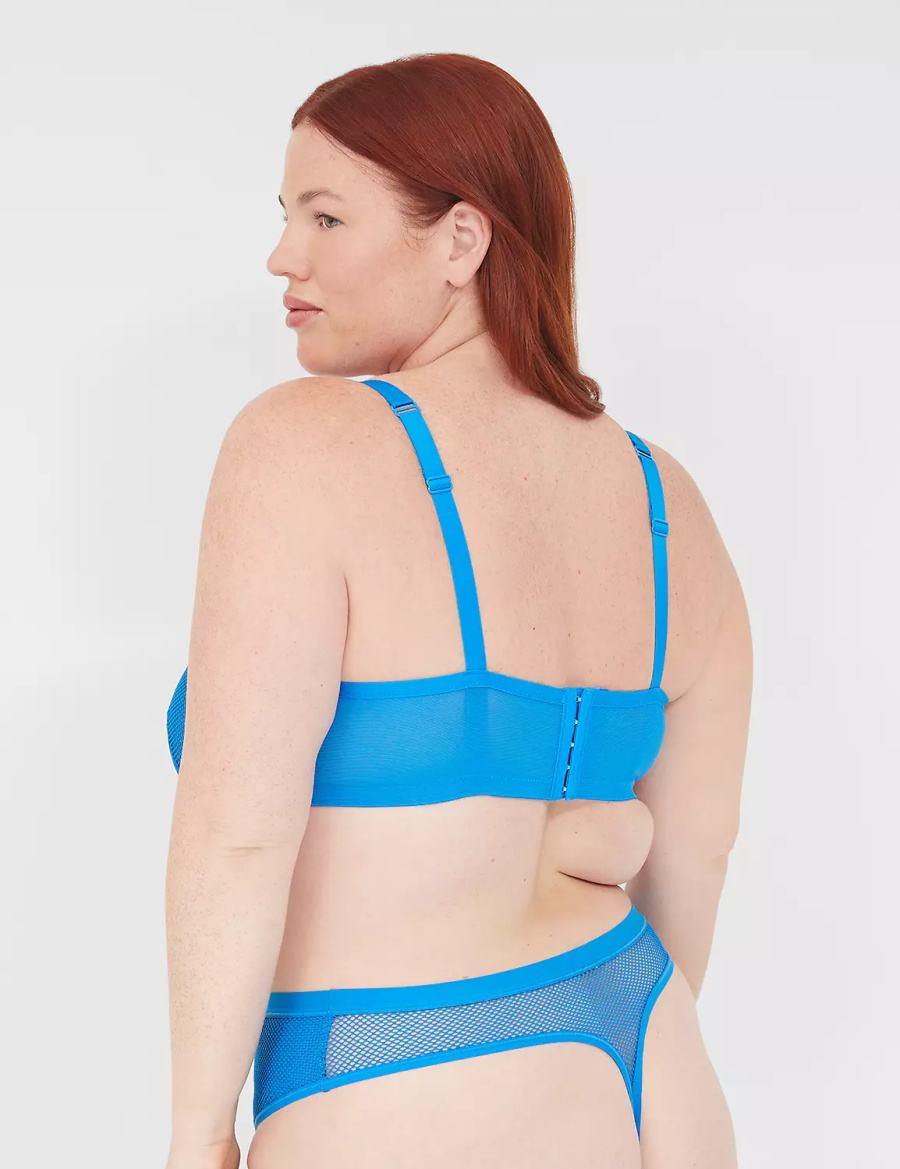 Women Lane Bryant Fishnet Rocker-Wire Bandeau Unlined Bra Blue | TJW7276HD