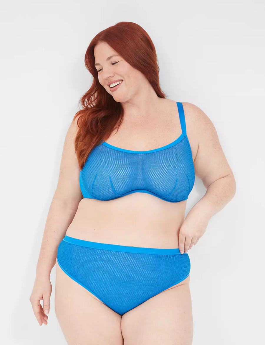 Women Lane Bryant Fishnet Rocker-Wire Bandeau Unlined Bra Blue | TJW7276HD