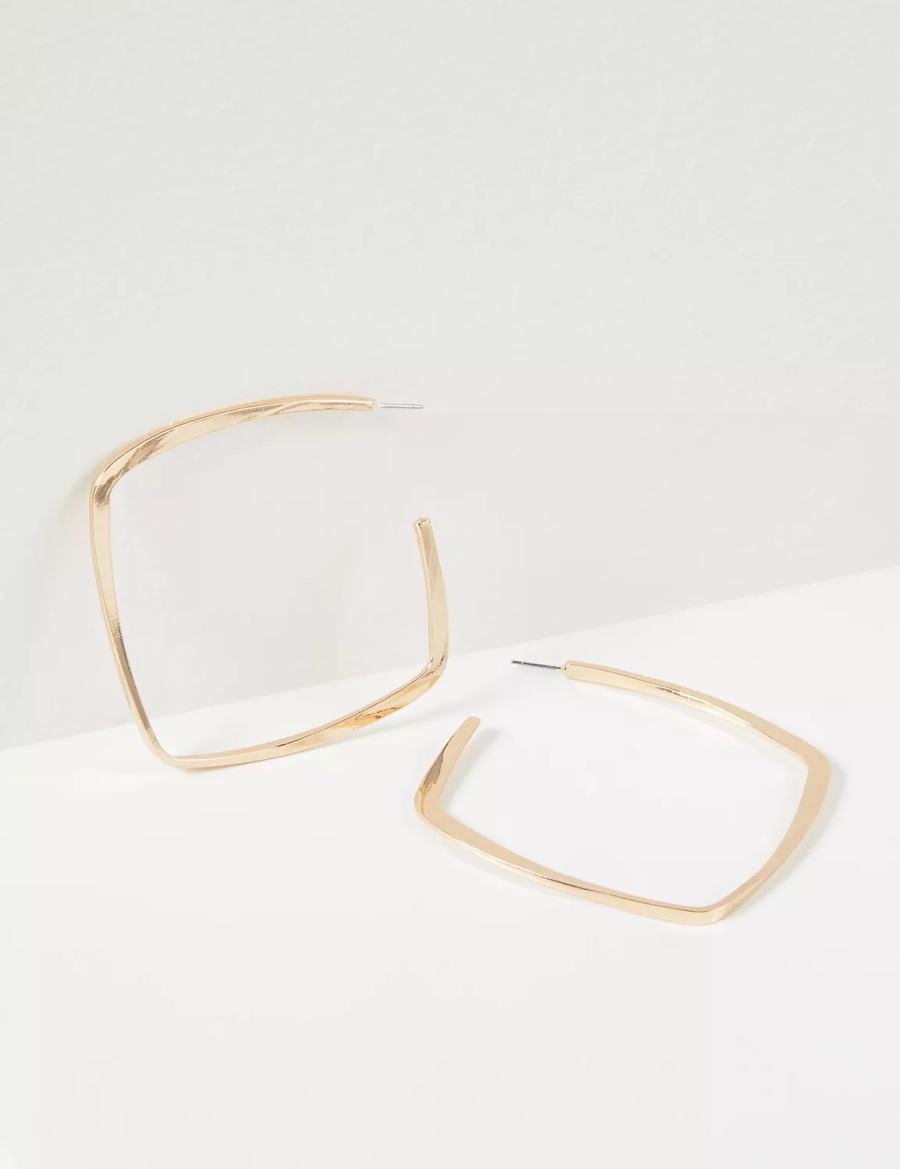 Women Lane Bryant Flat Square Hoop Earrings Gold | XTI5155JE