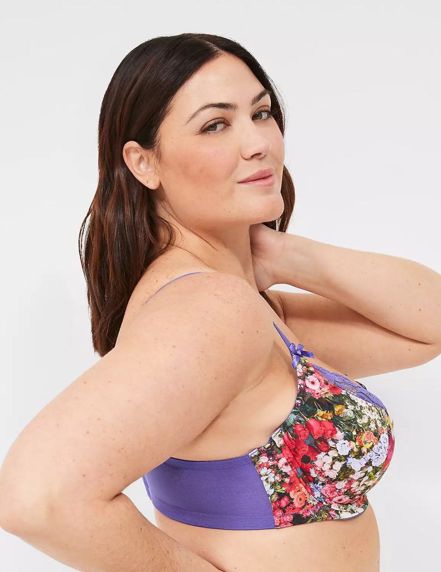 Women Lane Bryant French Balconette Bra Purple Multicolor | UAD4833SD