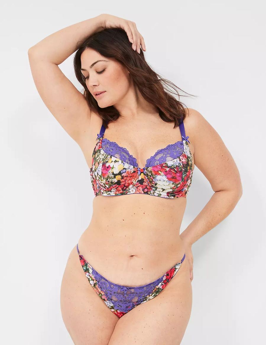 Women Lane Bryant French Balconette Bra Purple Multicolor | UAD4833SD