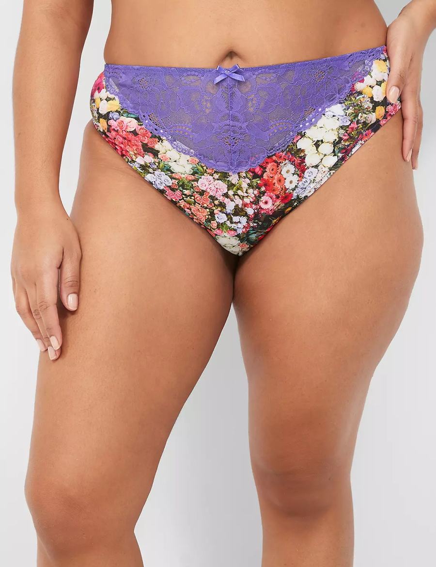 Women Lane Bryant French Briefs Purple Multicolor | HGH8517AL