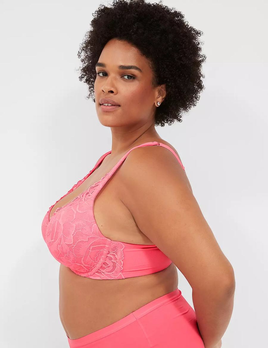 Women Lane Bryant Front-Close Smooth Boost Plunge Bralettes Pink | SGW6835ND