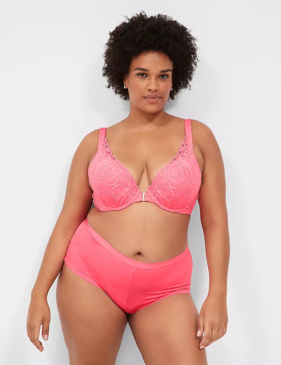 Women Lane Bryant Front-Close Smooth Boost Plunge Bralettes Pink | SGW6835ND