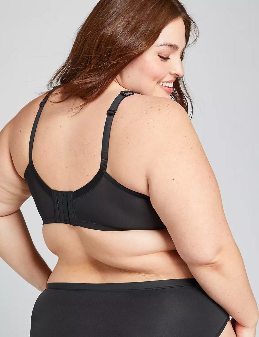 Women Lane Bryant Full Coverage with Lace Unlined Bra Black | LJU9777FS