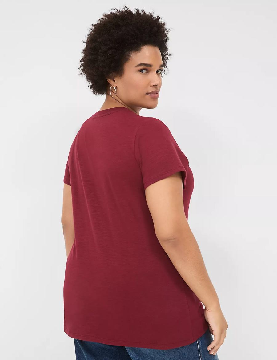 Women Lane Bryant Glitter In My Teacher Era Graphic Tee T Shirts Dark Red | VVJ7084OY