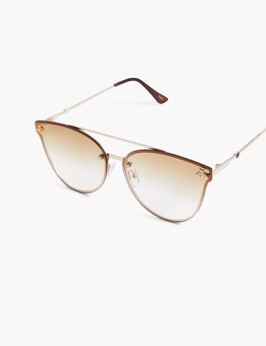 Women Lane Bryant Goldtone Bee Aviator Sunglasses Gold | NIO594TO