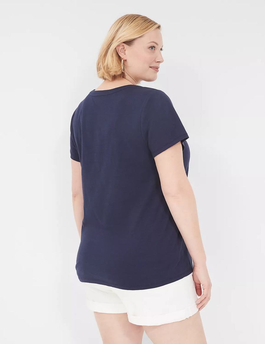 Women Lane Bryant Grateful Graphic Tee T Shirts Blue | LKC10088IL