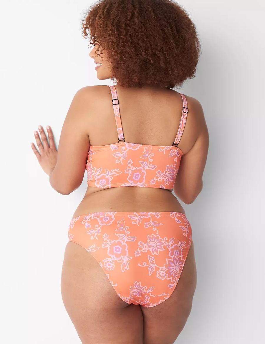 Women Lane Bryant High-Leg Cheeky Swim Bikini Bottom Pink | KRY8254SC