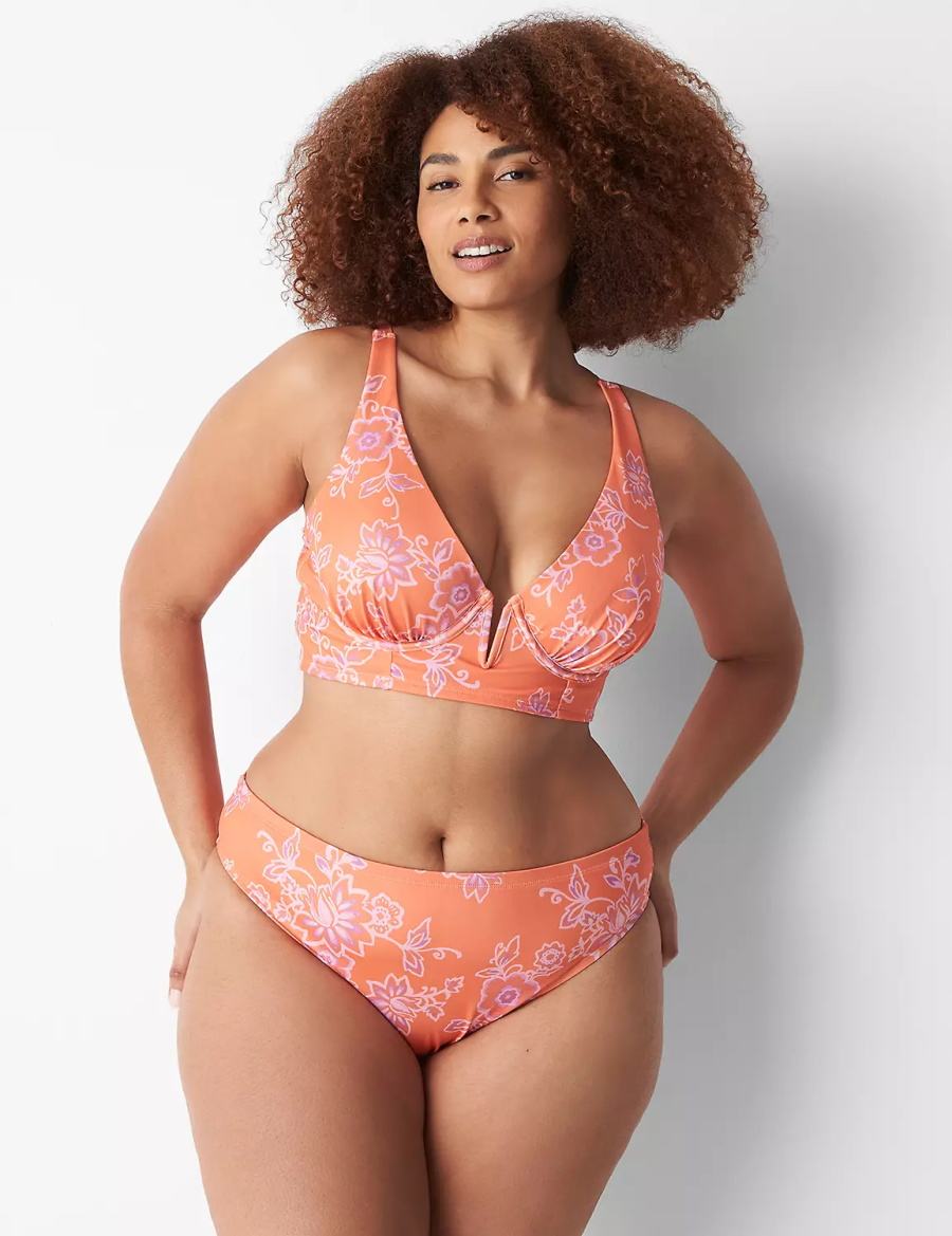 Women Lane Bryant High-Leg Cheeky Swim Bikini Bottom Pink | KRY8254SC