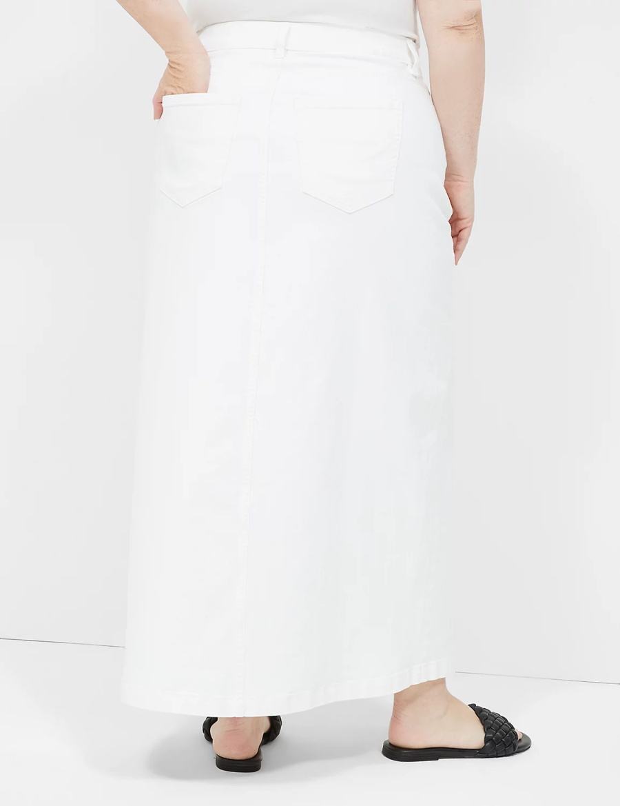 Women Lane Bryant High-Rise Denim Maxi Skirts White | ZWB7486CV