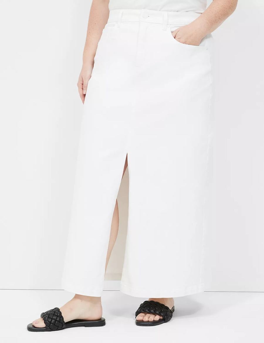 Women Lane Bryant High-Rise Denim Maxi Skirts White | ZWB7486CV