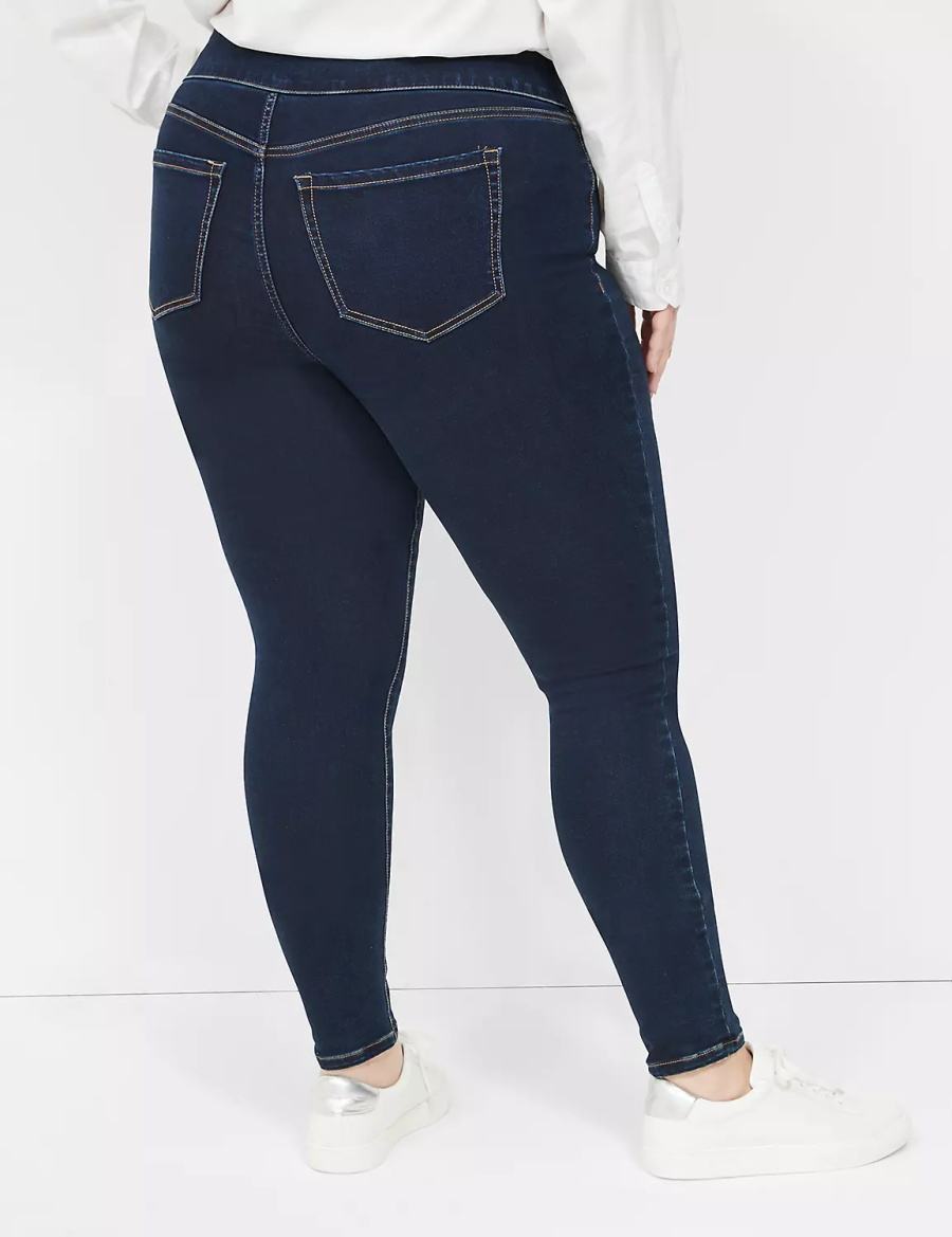 Women Lane Bryant High-Rise Sateen Pull-On Jeggings Dark Blue | GLC2667YH