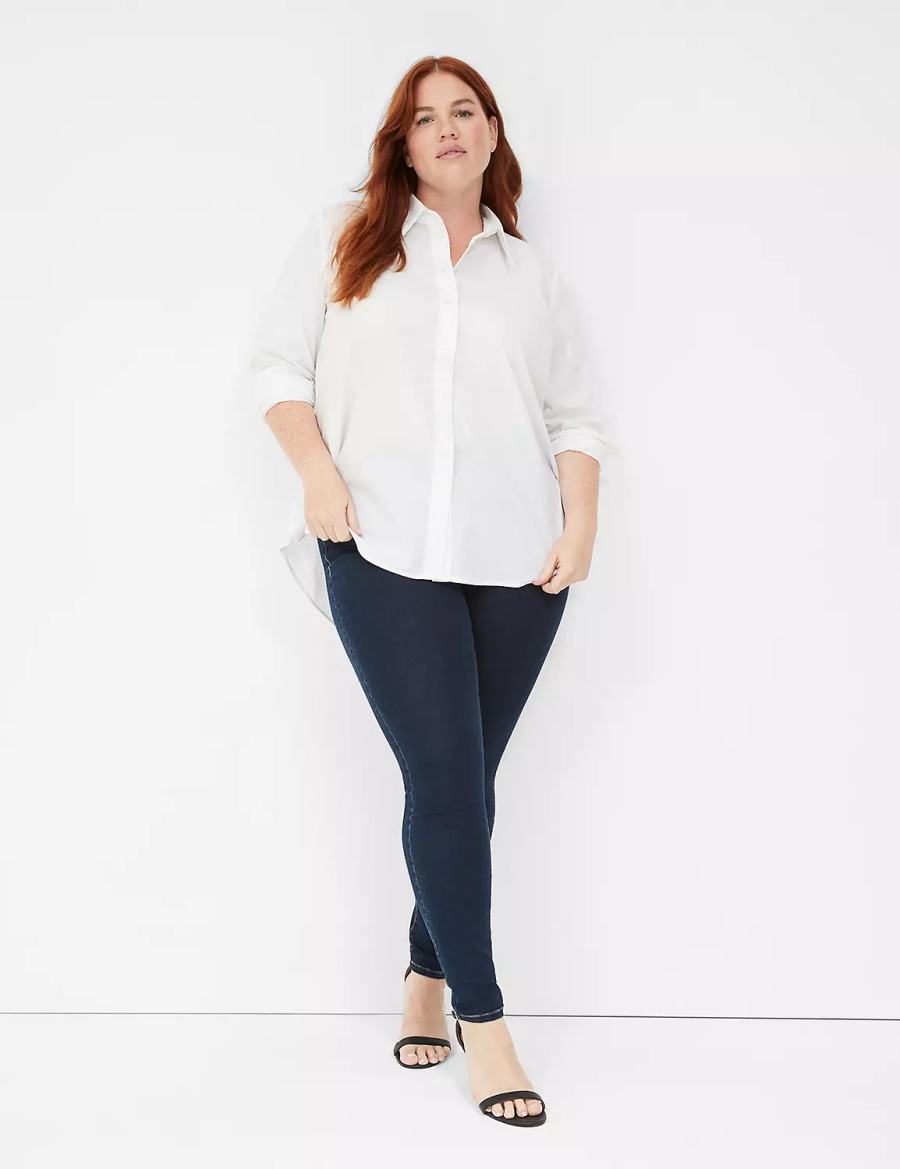 Women Lane Bryant High-Rise Sateen Pull-On Jeggings Dark Blue | GLC2667YH