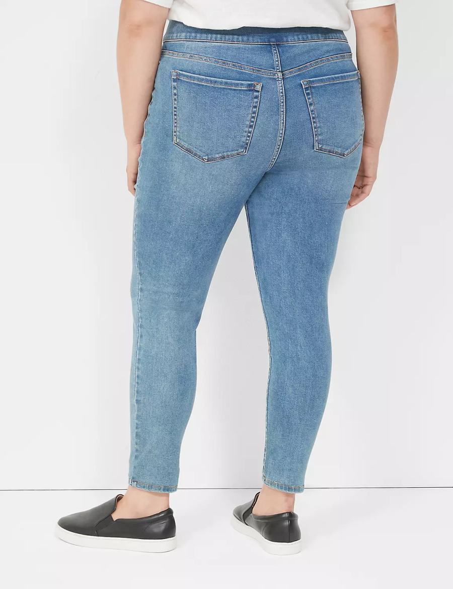 Women Lane Bryant High-Rise Sateen Pull-On Jeggings Blue | MRO5921DW