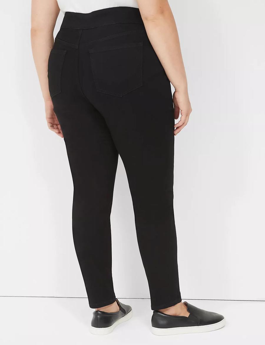 Women Lane Bryant High-Rise Sateen Pull-On Jeggings Black | VPH1128KB