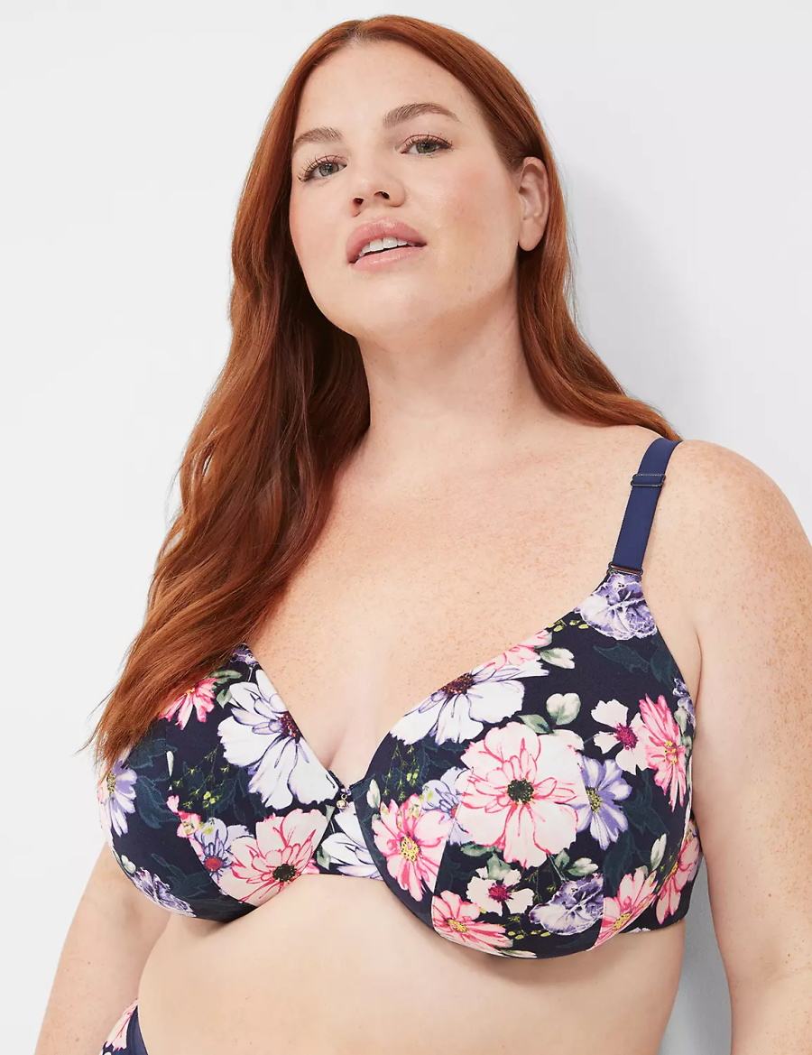 Women Lane Bryant Invisible Backsmoother Lightly Lined Full Coverage Bralettes Blue | XRP62ML