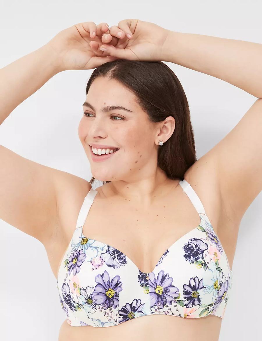 Women Lane Bryant Invisible Backsmoother Lightly Lined Balconette Bra White | OUJ9341LA