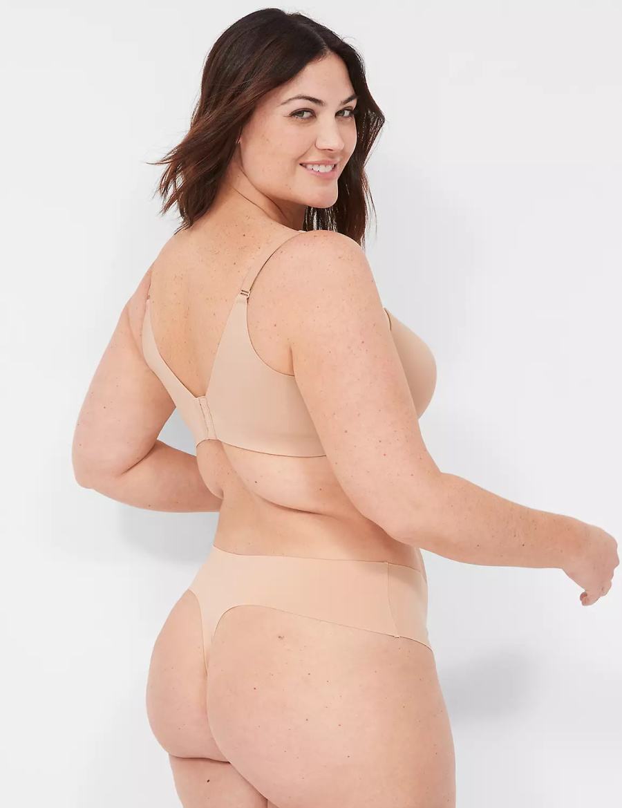 Women Lane Bryant Invisible Edge Thong Panty Beige | BMX9743HR