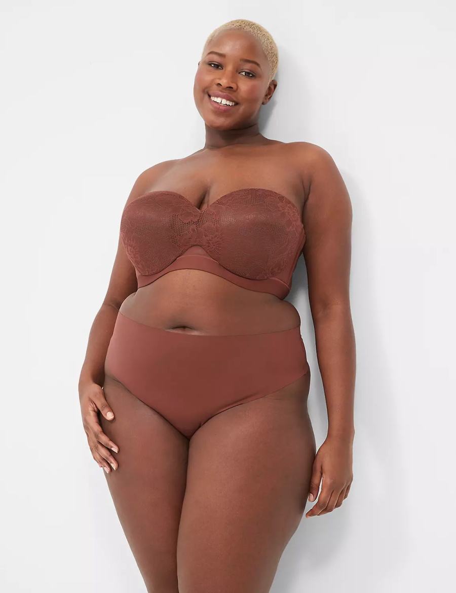 Women Lane Bryant Invisible Edge Thong Panty Chocolate | GDG879NF