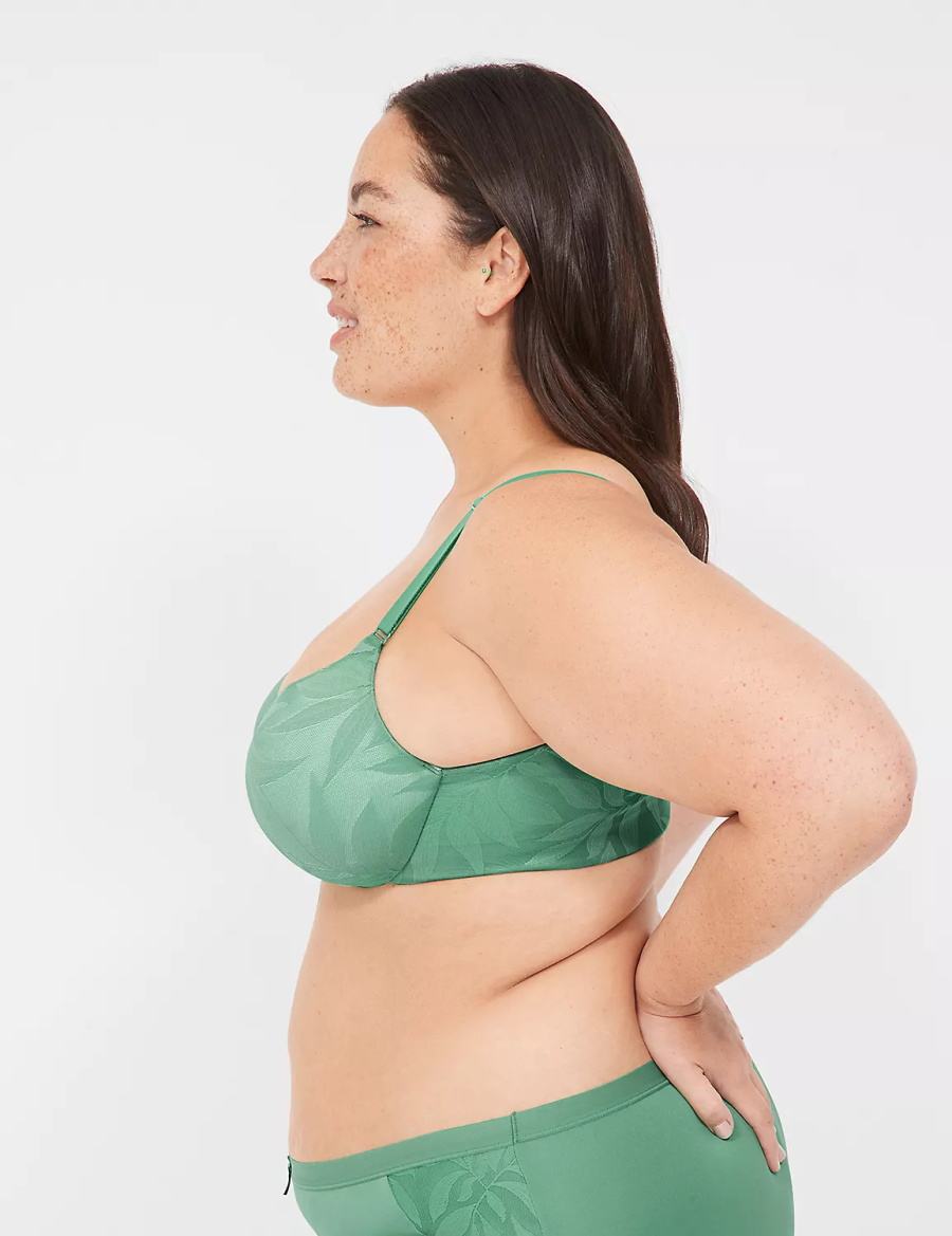 Women Lane Bryant Invisible Lace Backsmoother Balconette Bra Deep Green | XPF2221TP