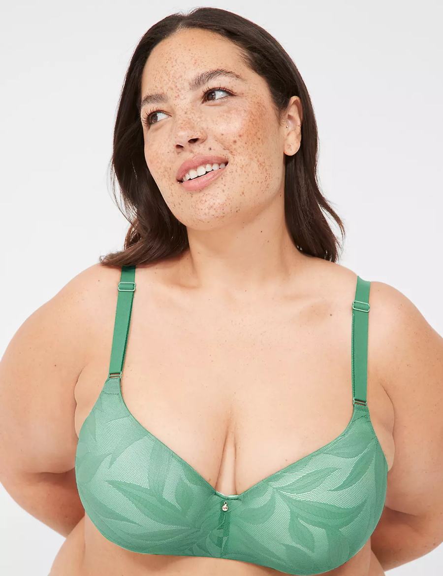 Women Lane Bryant Invisible Lace Backsmoother Balconette Bra Deep Green | XPF2221TP