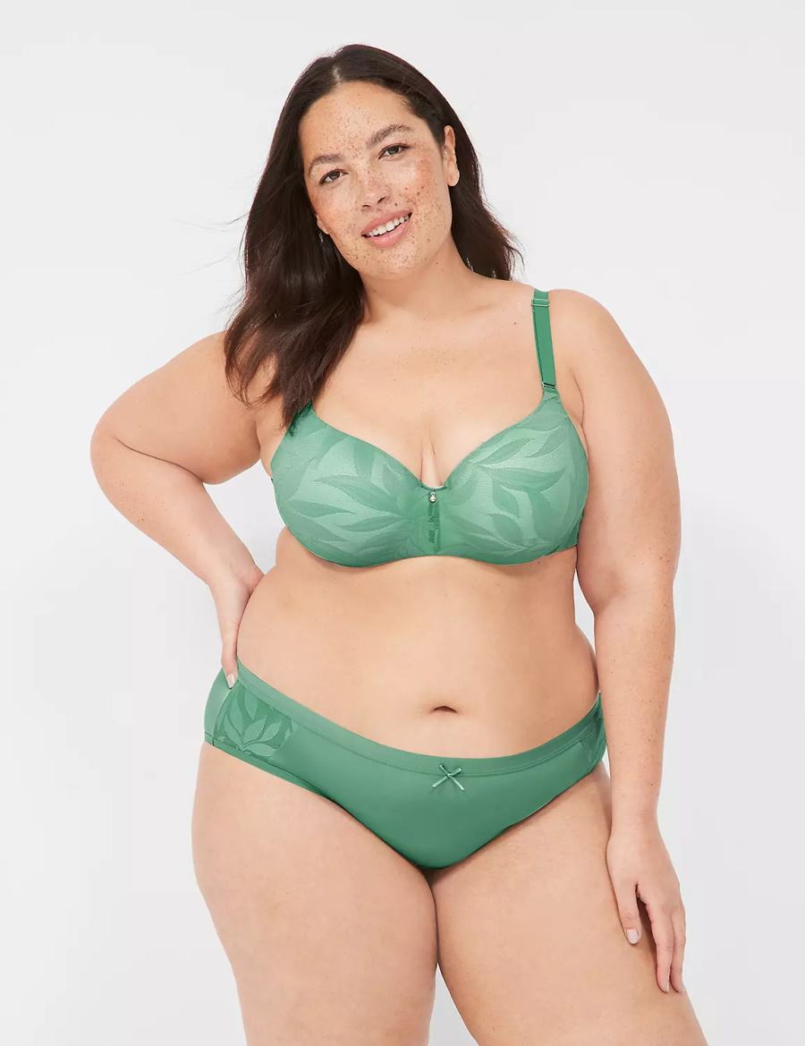 Women Lane Bryant Invisible Lace Backsmoother Balconette Bra Deep Green | XPF2221TP