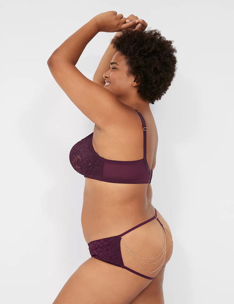 Women Lane Bryant Jewelry Demi Unlined Bra Burgundy | JVN3297WC