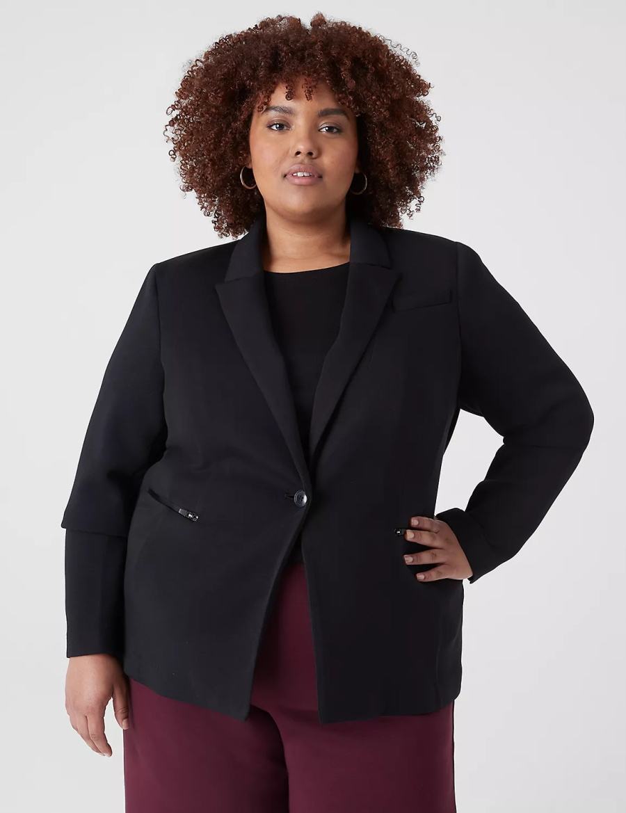 Women Lane Bryant Journey Knit With Zipper Pocket Jackets Black | BAL7664ZB