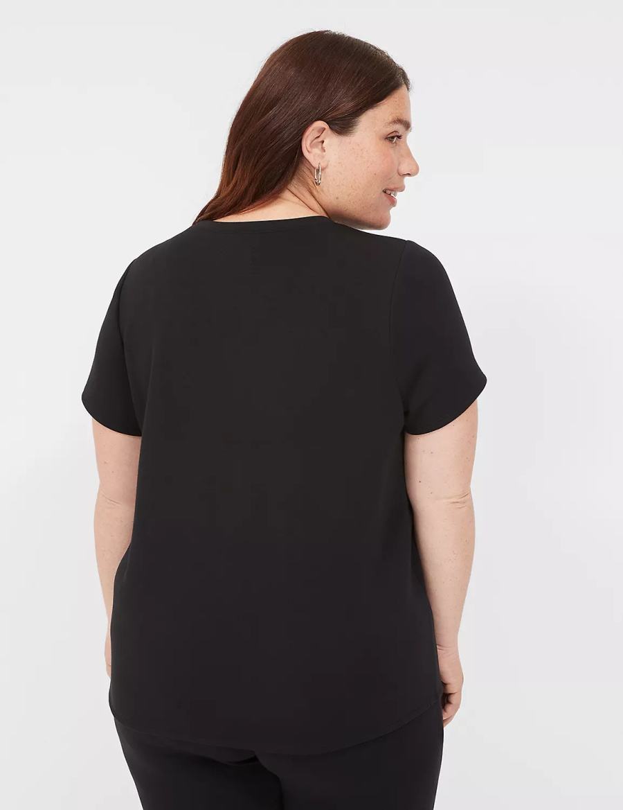 Women Lane Bryant Journey Short-Sleeve Tee T Shirts Black | ELU7193YN