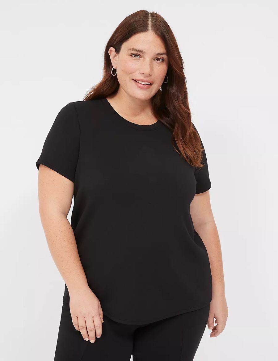 Women Lane Bryant Journey Short-Sleeve Tee T Shirts Black | ELU7193YN